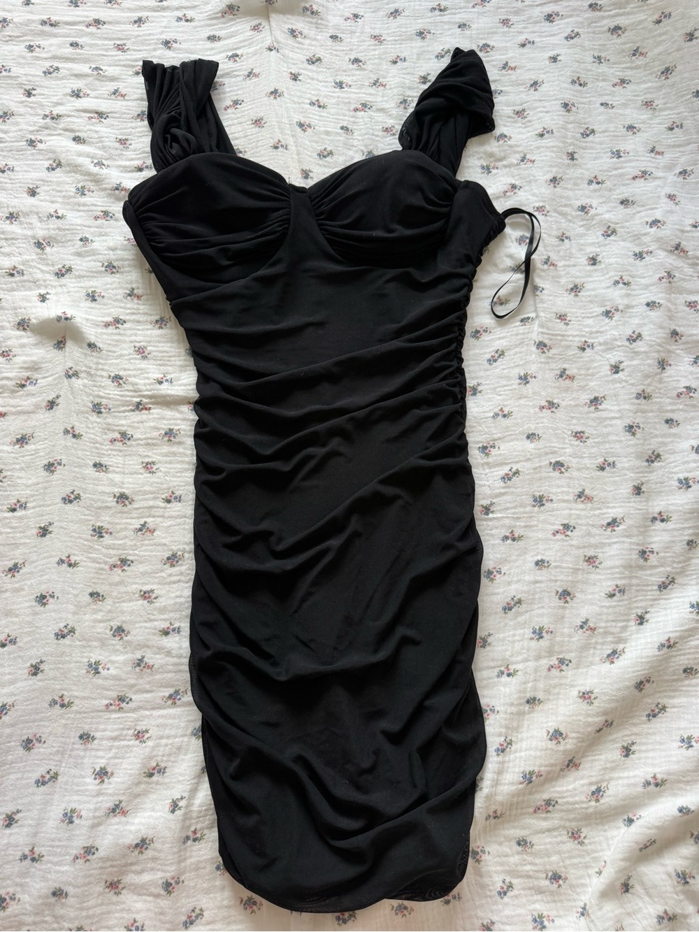 Windsor Black Ruched Sweetheart Mini Dress